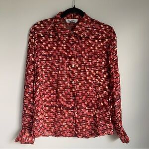 Vintage Alfani Sheer Button Down Silk Blend Blouse Top